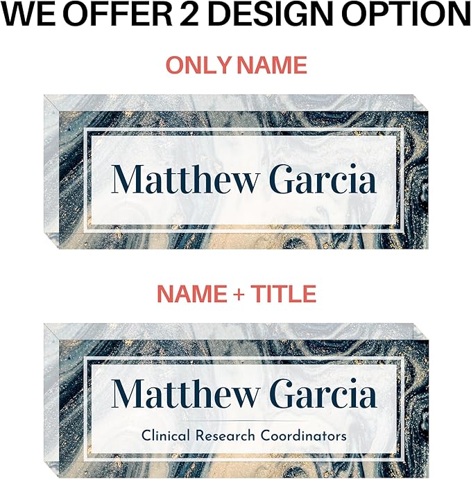 Customized Clear Acrylic Thick 8x3" Desk Name Plate Block with Personalized Logo - Professional Office Decor - Customized Acrylic Plate Gift for Teacher Co-workers, Christmas Gifts for Her, Thanksgiving Gifts (Turquoise Shine Marble)