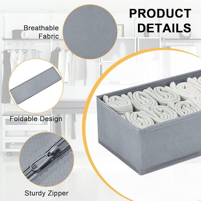 DIMJ drawer organizers for clothing, 16 Pack, Gray