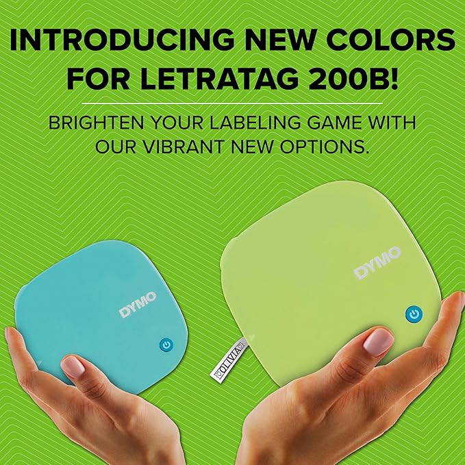 DYMO LetraTag 200B Bluetooth Label Maker, Compact Label Printer, Connects Through Bluetooth Wireless Technology to iOS and Android, Includes 1 White Paper Label Tape, Pistachio Yellow