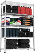 5 Tiers Shelf Metal Storage Shelves 3300 lbs Steel Storage Shelving Utility Shelving Unit Steel Organizer Wire Rack for Home,Kitchen,Office,Garage Chrome 17.7" D x 47.2" W x 70.3" H