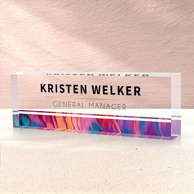 SalaGraphics Desk Name Plate Personalized, Custom for Desk, Office Decor Women Men, Acrylic Accessories, Gifts Coworkers Boss Teacher, Employee Appreciation (Rainbow), 8''(L)x2.5(W)