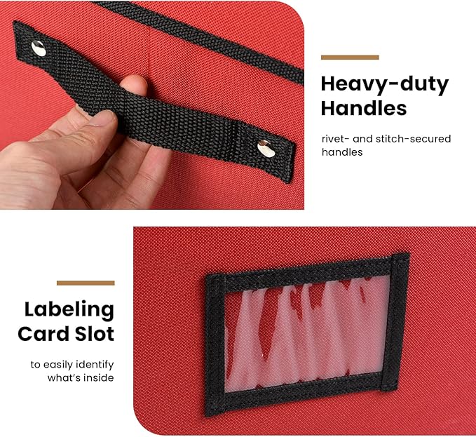 Holiday Cheer Premium Christmas Ornament Storage with 8 Tray – Christmas Storage Container with Dividers Perfect for Holiday Decorations– Fits 128 Holiday Ornaments – Tear-Proof Fabric