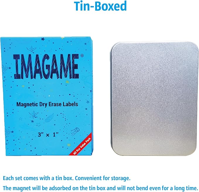 Magnetic Dry Erase Magnets Labels 3x1 inches, Reusable Name Tags, Organizing Schedules in Office/Classroom. Work on Fridge/White Board (Multicolor 60Pcs)