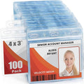 Mifflin-USA Card Protector (Clear, 4x3 Inches, 100 Pack), Waterproof and Resealable Horizontal Plastic ID Name Badge Holders