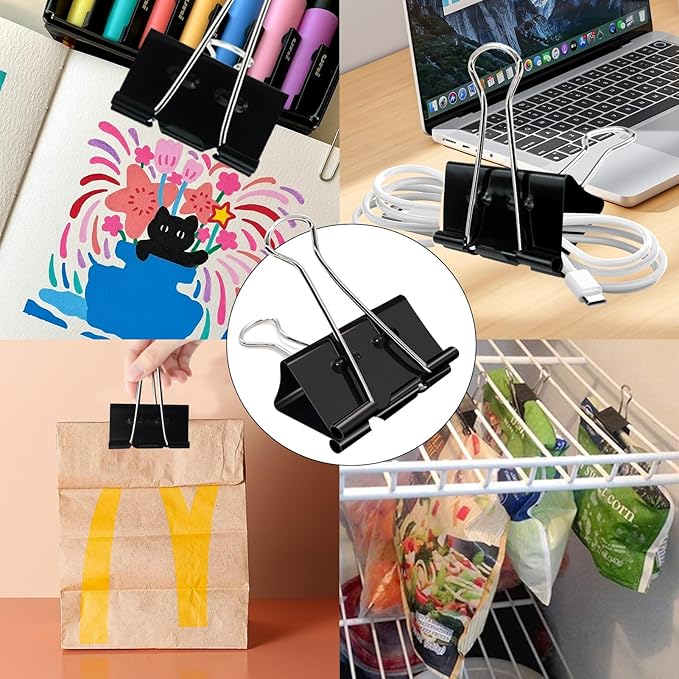 2 Inch Binder Clips(12 Pack), Upgrade Support Points Binder Clips Extra Large Paper Clamps for Office and Home Supplies