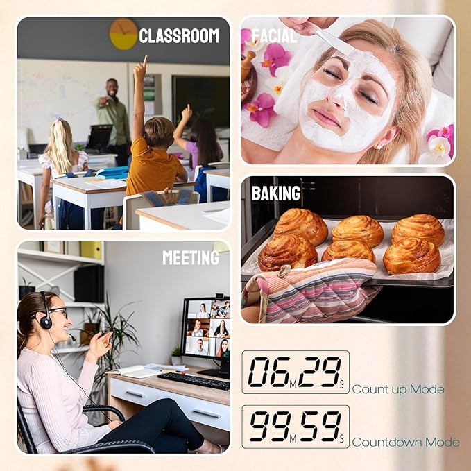 Weewooday 24 Pcs Digital Kitchen Timer Magnetic Timer Bulk On/Off Switch Minute Second Count up Countdown Loud Alarm for Exercise Cook Baking (Vivid Color)