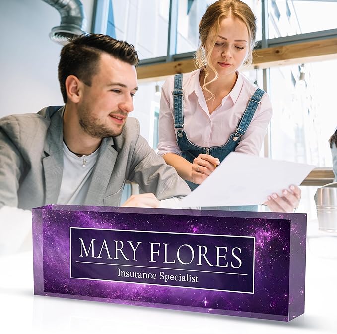 Custom Name Plate for Desk, Desk Name Plate Personalized Acrylic Office Desk Decor for Women and Men, Employee Appreciation Gifts Office Gifts for Boss, Manager, Teacher, Nurse