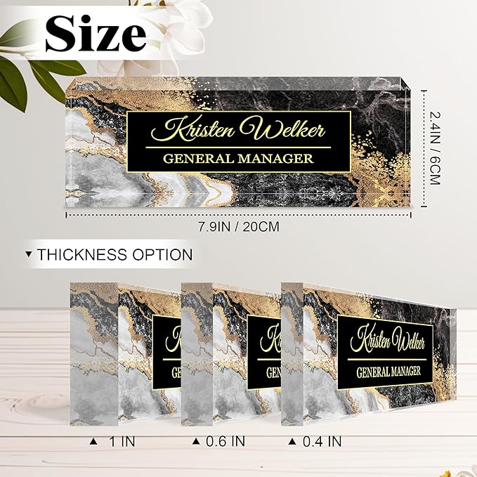 Ship Next Day-Custom Name Plate for Desk, Desk Name Plate Personalized, Acrylic Office Desk Accessories, Appreciation Gifts for Coworkers Employee Teachers Boss Women Men (Black Coast)