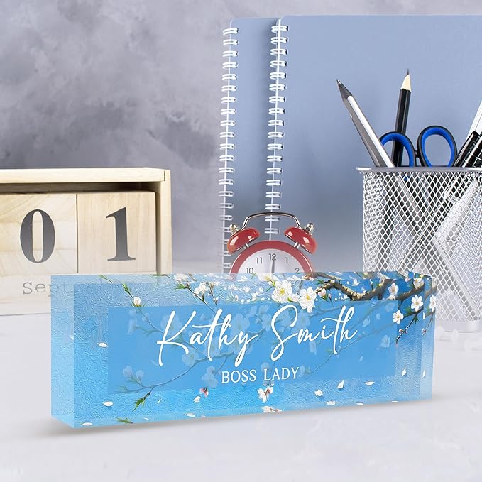 Custom Name Plate for Desk | Personalized Desk Name Plate | Personalized Boss Employee Appreciation Gifts | Acrylic Name Plate Office Desk Accessories