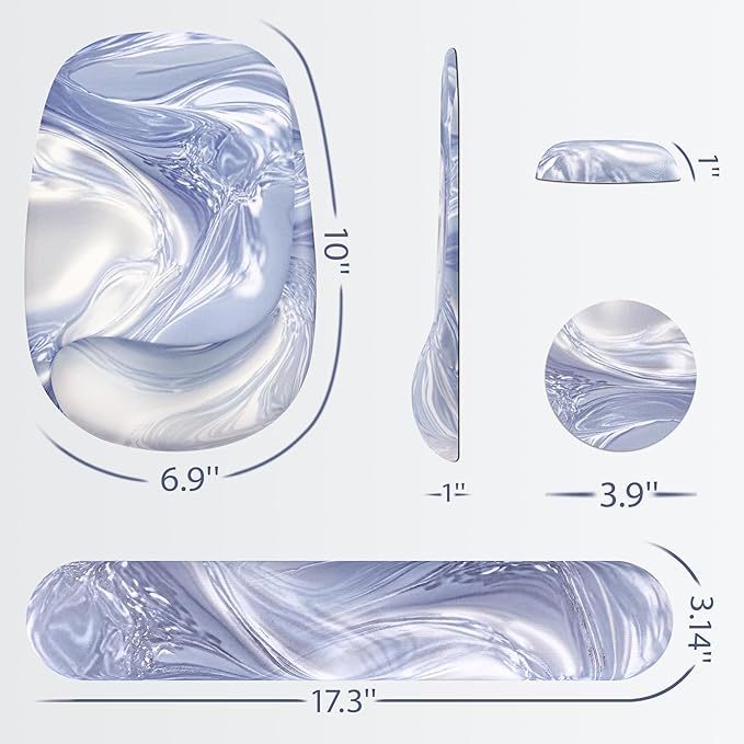 Ospelelf Wrist Rest for Keyboard and Mouse Ergonomic Mouse Pad with Wrist Support Memory Foam Wrist Rest for Computer Keyboard,3-in-1 Gel Mouse and Keyboard Pad for Office Silver