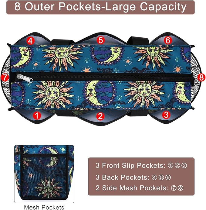 Utility Tote Bag with Laptop Compartment Luggage Sleeve Zippered Multi-pocket Commute Shoulder Purse for Nursing/Work