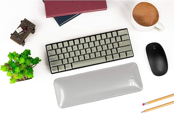 Bailey Compact by Castle - Wrist Rest for Keyboards with Around 61 Keys - Leather Ergonomic Computer Extra Firm Keyboard Wrist Support for Typists, Gaming, Heavy Office Use (Stone, Compact Size)