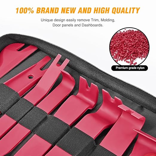 GOOACC 330Pcs Trim Removal Tool, Auto Push Pin Bumper Retainer Clip Set Fastener Terminal Remover Tool Adhesive Cable Clips Pry Kit Car Panel Radio Removal Auto Clip Pliers, Red