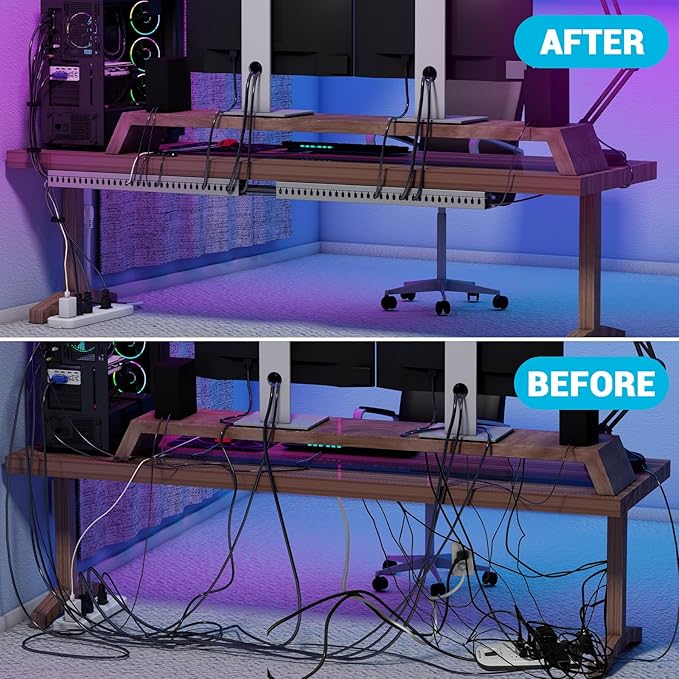 Open Slot Wire Duct Kit, 62.8"(4 x 15.7) Server Rack Cable Management, Cable Management Raceway for Hide Network HDMI VGA Cable, Wiring Raceway Cable Duct, Desk Wire Channel, 4 Pack, Grey