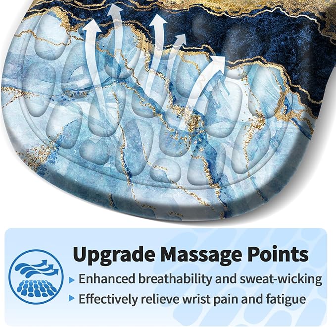 YIWEI Ergonomic Mouse Pad with Wrist Rest - Comfortable Office Mousepad with Memory Foam Wrist Support for Carpal Tunnel Relief, Mouse Pads with Non-Slip Base for Gaming and Home (Marble)