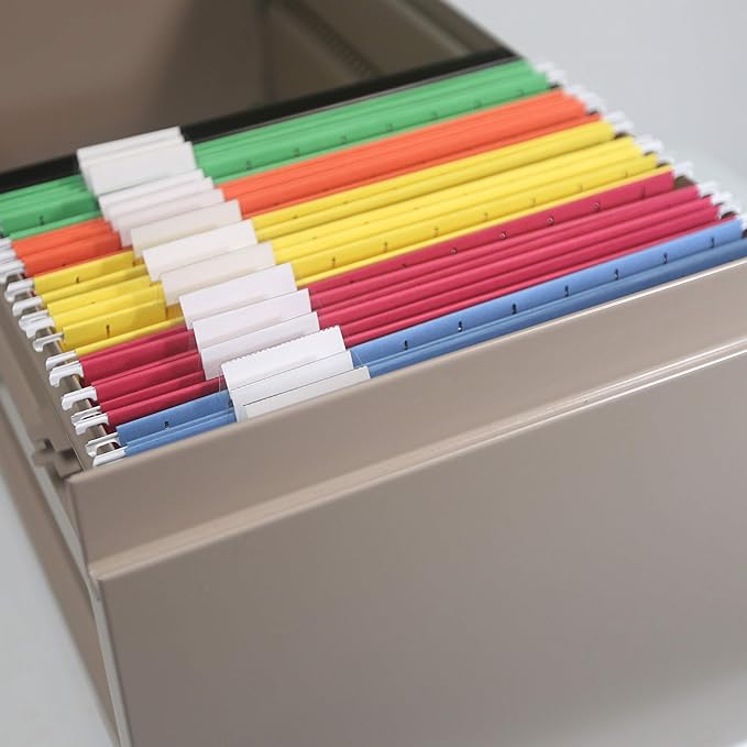 Smead Hanging File Folder with Tab, 1/5-Cut Adjustable Tab, Legal Size, Assorted Primary Colors(64159), (Pack of 5, 125 Count Total)
