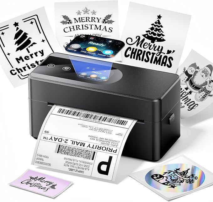 Thermal Printer with Touchscreen – Upgraded Bluetooth 4x6 Thermal Label Printer with Label Holder for Small Businesses, Compatible with Phone, PC, Tablet, Widely Used for Amazon, Shopify, Etsy, Tiktok