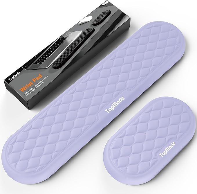 TopMade Upgraded Wider Wrist Rest Set, Soft Memory Foam Keyboard Hand Rest Pad, Computer Ergonomic Keyboard Mouse Wrist Support for Typing Pain Relief, Comfort for Office, Gaming, Study, Purple