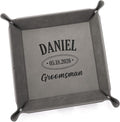 Lifetime Creations Personalized Groomsman Valet Tray - Custom Groomsmen Gifts for Proposal, Engraved Vegan Leather Catchall Wedding Gift for Desk, Dresser (Gray)