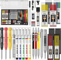 Nicpro 36PCS CP3000 Mechanical Carpenter Pencil Set with Sharpener & Sheath, Lead Refills, Long Nib Marker, Center Punch, Carbide Scribe Tools, Heavy Duty Construction Pencil for Architect Woodworking