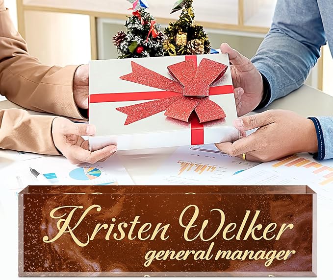 Name Plate for Desk, Desk Name Plate Personalized, Office Decor for Women Men, Acrylic Desktop Accessories, Office Appreciation Gifts for Boss Social Workers Nurse Teacher Employee (Deep Red)