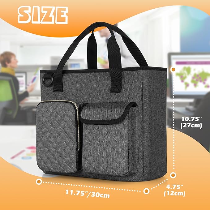 LUXJA Vertical File Organizer for Letter Size Hanging File Folder, Portable Document Organizer with Tablet Pocket (Up to 12.9 in), Bag Only, Gray