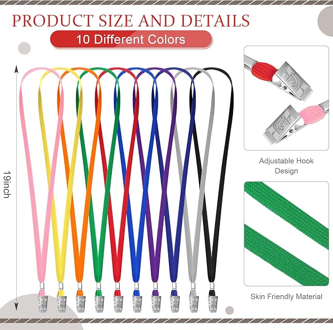 Wesnoy 1000 Pack Bulk Lanyards for ID Name Badges Holder Flat Lanyards with Clip for Office School Accessories(Multi Color)