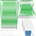 100 Pcs Lanyards for ID Badges and 100 Pcs Clear Name Tag Holders Reusable Lanyard with Clip Plastic ID Card Badge Holder Name Badges for Adults Kids Business School Office Supplies (Green)