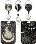 2 Pack Sun and Moon ID Badge Holder with Heavy Duty Retractable Reel Keychain for WomenStudents,Teachers, Nurses, Office Use