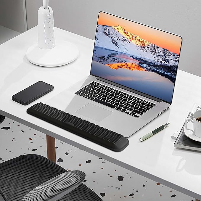 MEKASS Keyboard Wrist Rest, Soft Memory Foam Wrist Support for Keyboard, Keyboard Hand Rest Pad for Wrist Pain Relief, Keyboard Wrist Guard for Long Hours of Work, Gaming, Studying（White）