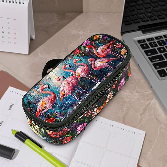 Flamingos Pencil Case Pencil Pouch Large Capacity Pen Bag School Office Organizer Stationery Storage Box For Girls Boys Teen Kids