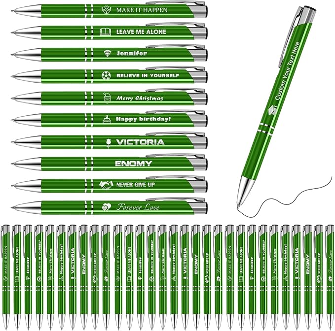 50 Pack Personalized Pens with Logo Text Name Custom Pens in Bulk Black Ballpoint Pens, Gift for Birthday Wedding Christmas Office College Business Promotion