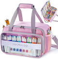 Marker Organizer Case for 180-300 Markers, Acrylic Paint Organizer Bag with Divider & Brush Pockets – Portable Art Supply Storage Bag