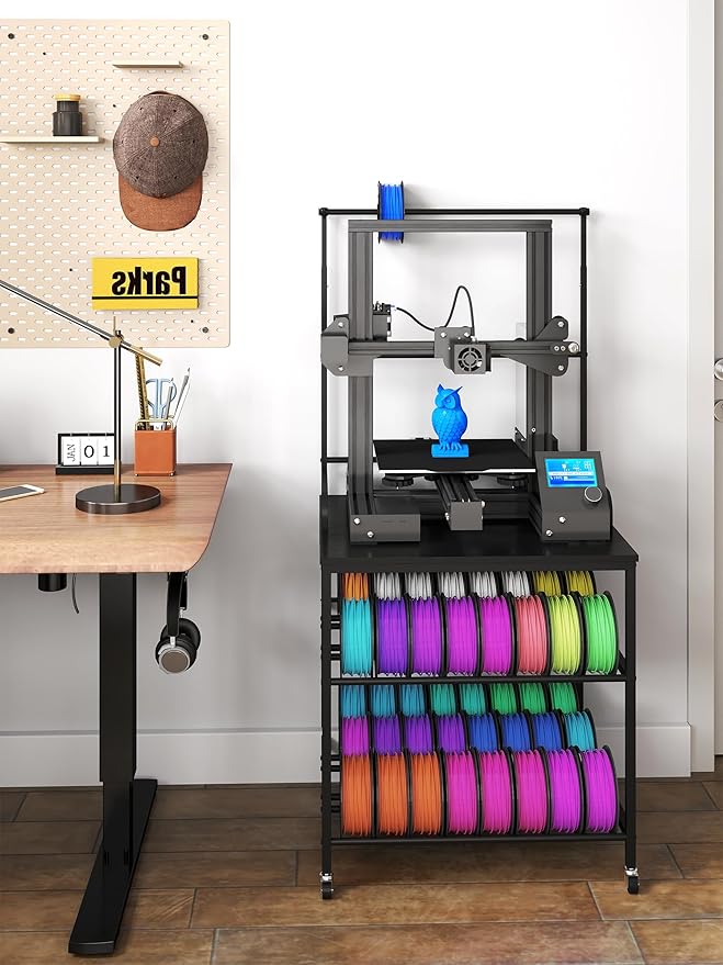 3D Printer Stand with Filaments Storage Rack Rolling 3D Printer Table with Wheels 3D Printing Stand Workbench Holder for PLA/ABS/PETG/TPU for Studio,Office, Garage, Workshop