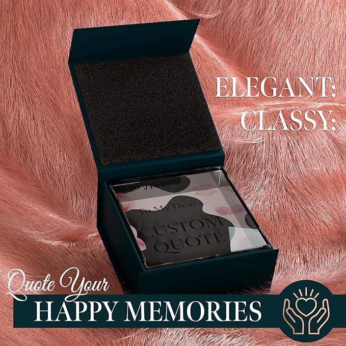 Personalized Gifts, Custom Quote Block Letter Board,Crystal-Clear Acrylic With Gift Box,17 Styles, Holiday and Christmas Gift for Mom, Dad, Girlfriend, Him or Her, Husband, Wife (4"x4, Pink Petals)