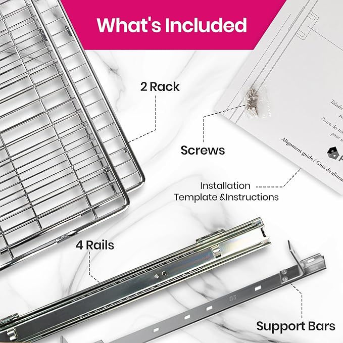 HOLDN’ STORAGE Two Tier Pull Out Cabinet Organizer, Individual Sliding Drawers - Heavy Duty Metal with Lifetime Limited Warranty - Anti Rust Chrome Finish - 24" W x 21”D x 16.5" H