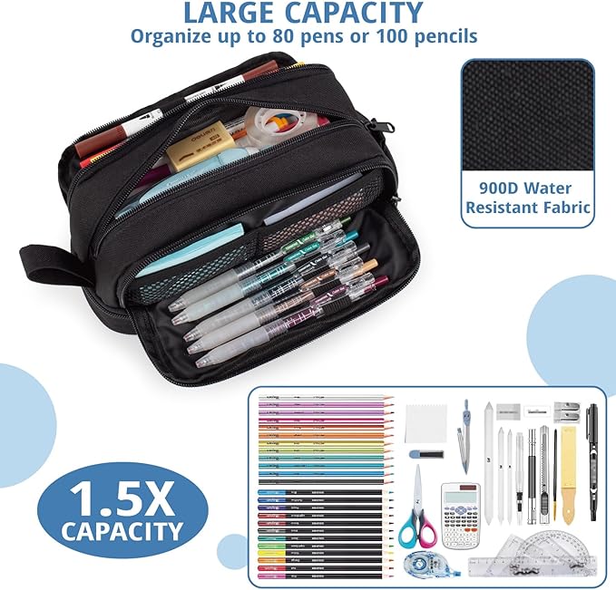 ATRIPACK Tactical 4 Compartments Pencil Case for Boys,Big Canvas Pen Pouch Bag, Large Capacity Pen Box, Tool Bag for Middle School College Office Organizer for Kids Men Women Adult Teens