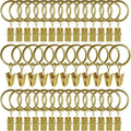 AMZSEVEN 44 Pack Metal Curtain Rings with Clips, Drapery Clips with Rings, Drapes Rings 1 inch Inner Diameter, Fits Diameter 5/8 inch Curtain Rods, Gold