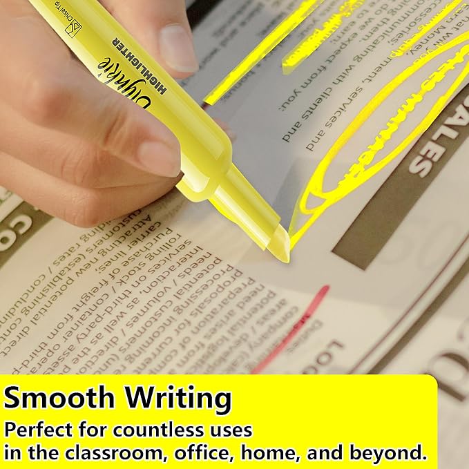 Blynkie Highlighters Bulk 150 Pack of Yellow Colors Tank Style Chisel Tip Highlighters Set for Kid and Adult Coloring Highlighting for Classroom Office School Supplies and Shop Short Style.