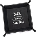 Lifetime Creations Personalized Groomsman Valet Tray - Custom Groomsmen Gifts for Proposal, Engraved Vegan Leather Catchall Wedding Gift for Desk, Dresser (Black)