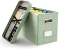 Oterri File Organizer Box with Lid, Hanging Filing File Box with Mesh Pocket, Document Organizer Box for Letter Files, Portable Storage Box(1 PCS, Green)