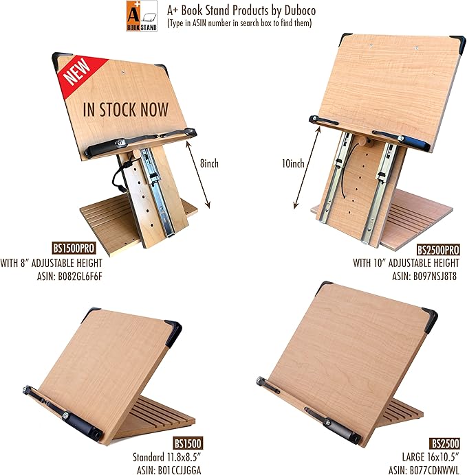 BS1500PRO Large Portable Height Adjustable Foldable Eye-Level Ergonomic Bookstand Holder for Reading Hands Free Large Thick Heavy College Textbooks Tablets Neck Pain Free