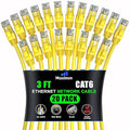 Maximm Cat 6 Ethernet Cable 3 ft (20-Pack) - High-Speed LAN Cable, Internet Cable, Patch Cable, and Network Cable - UTP, 10Gbps, 550MHz Ethernet Cord - Yellow