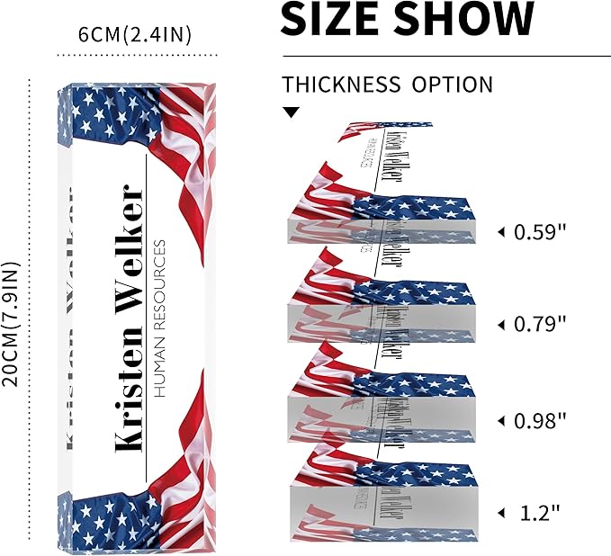 Name Plate for Desk, Desk Name Plate Personalized Office Desk Decor for Women Men, Acrylic Desk Accessories with US Flag, The Office Gifts Employee Appreciation Gifts for Boss, Manager, Teacher, Nurse