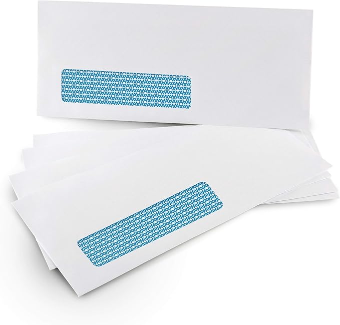 Aimoh 500#10 Single Left Window SELF Seal Security Envelopes - Super Strong Quick-Seal Self Sealing Closure, Security Tinted, Size 4-1/8 x 9-1/2 Inches, 24 LB - 500 Count (35210)