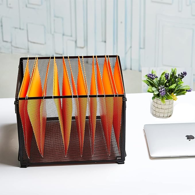 SETTFRFE Letter Size Metal Mesh Hanging File Folder Organizer Crate Basket, Black