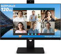 SKitphrati 23.8” Business Webcam Gaming Monitor, 1080P IPS 120HZ, Video Conference Monitor - Built-in Adjustable 3MP Webcam, Mic Array, Speakers, Eye Care, Frameless, HDMI, DP, VGA, USB 2.0
