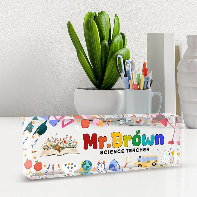 Custom Desk Name Plate Personalized, Acrylic Name Plate for Desk, Office Desk Decor for Women and Men, Employee Appreciation Gifts Office Gifts for Boss, Manager, Teacher, Nurse, MYZDA28