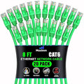 Maximm Cat 6 Ethernet Cable 8 ft (20-Pack) - High-Speed LAN Cable, Internet Cable, Patch Cable, and Network Cable - UTP, 10Gbps, 550MHz Ethernet Cord - Green