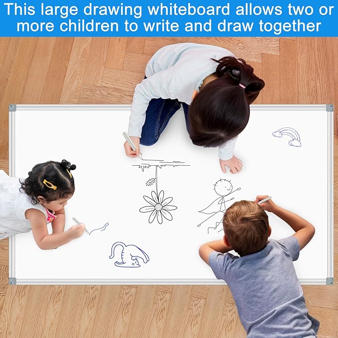 White Board Dry Erase Whiteboard for Wall 72x40 Aluminum Presentation Magnetic Whiteboards with Long Pen Tray, 12 Magnets, 3 Markers & 1 Eraser